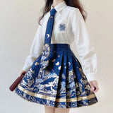 Chinese traditional hanfu clothing vintage JK suit printing