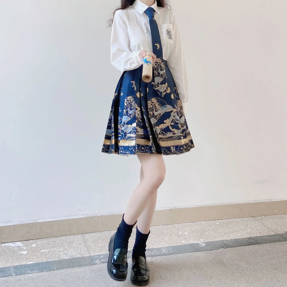 Chinese traditional hanfu clothing vintage JK suit printing