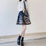 Chinese traditional hanfu clothing vintage JK suit printing