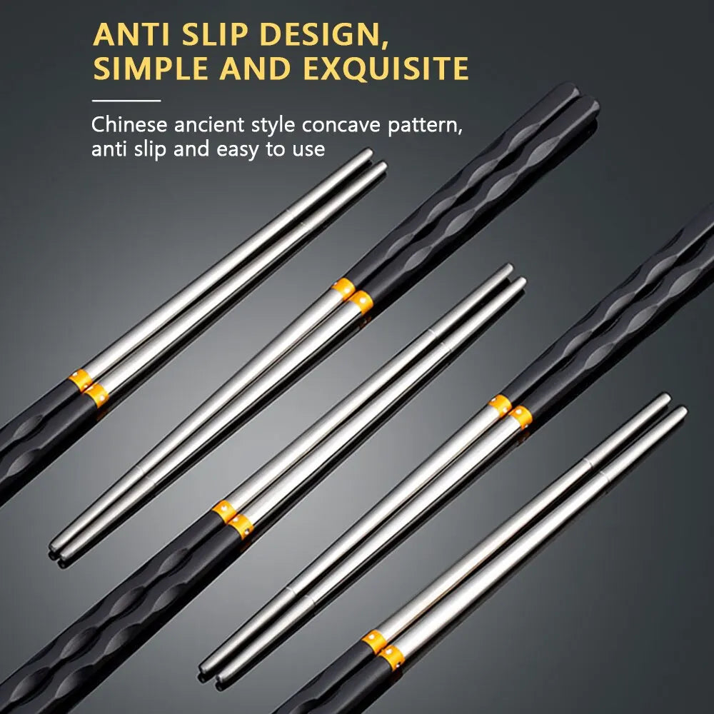 Chopsticks Non-Slip Stainless Steel Alloy Chopsticks Home Hotel