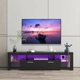 Clikuutory Modern LED 63 inch TV Stand with Large Storage Drawer for 40 50 55 60 65 70 75 Inch TVs, 63”W×14”D×18”H