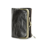 Contact'S Genuine Leather Wallet Women Small Metal Frame Purse Ladies Hasp and Zipper Coin Pocket Credit Card Holder