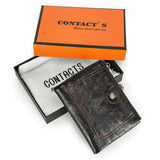 Contact'S Genuine Leather Wallet Women Small Metal Frame Purse Ladies Hasp and Zipper Coin Pocket Credit Card Holder