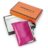 Contact'S Genuine Leather Wallet Women Small Metal Frame Purse Ladies Hasp and Zipper Coin Pocket Credit Card Holder