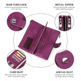 Contact'S Long Wallet Women Genuine Leather Female Clutch Wallets Zipper Phone Pocket Purse Money Bag with AirTag Slot