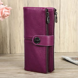 Contact'S Long Wallet Women Genuine Leather Female Clutch Wallets Zipper Phone Pocket Purse Money Bag with AirTag Slot