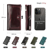 Contact'S Long Wallet Women Genuine Leather Metal Frame Credit Card Holder Hasp and Zipper Woman Phone Purse 4 Color