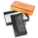 Contact'S Long Wallet Women Genuine Leather Metal Frame Credit Card Holder Hasp and Zipper Woman Phone Purse 4 Color