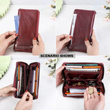 Contact's 2023 Women Wallets Genuine Leather Card Holder Female Purse Zipper Wallet For Women Fashion Clutch Bag Rfid Carteras