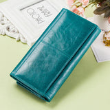 Contact's HOT Genuine Leather Wallet Women Card Holder Wallets for Women Long Style Coin Purse Female Clutch Bag Portfel Damski