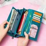 Contact's HOT Genuine Leather Wallet Women Card Holder Wallets for Women Long Style Coin Purse Female Clutch Bag Portfel Damski