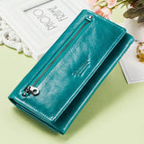 Contact's HOT Genuine Leather Women Wallet High Quality Coin Purse Female Long Clutch Wallet luxury Brand Money Bag Card Holder