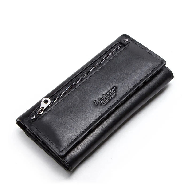 Contact's HOT Genuine Leather Women Wallet High Quality Coin Purse Female Long Clutch Wallet luxury Brand Money Bag Card Holder