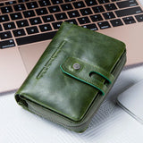 Contact's Wallet Women Zipper Genuine Leather Short Wallets Quality Coin Purse Women Hasp Button Purse With Credit Cards Holder