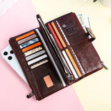 Contact's Women Wallet Fashion Genuine Leather Wallet Card Holder Female Long Purse Phone Pocket Large Capacity Clutch Wallets