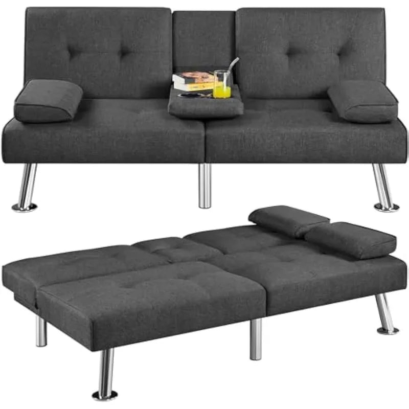 Convertible Sofa Bed Adjustable Fabric Couch Sleeper Modern