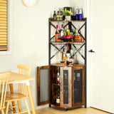 Corner Bar Cabinet with LED Lights, 5-layer Wine