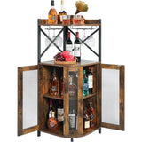 Corner Bar Cabinet with LED Lights, 5-layer Wine