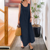 Cotton Linen Oversized Long Dress for Women 2023