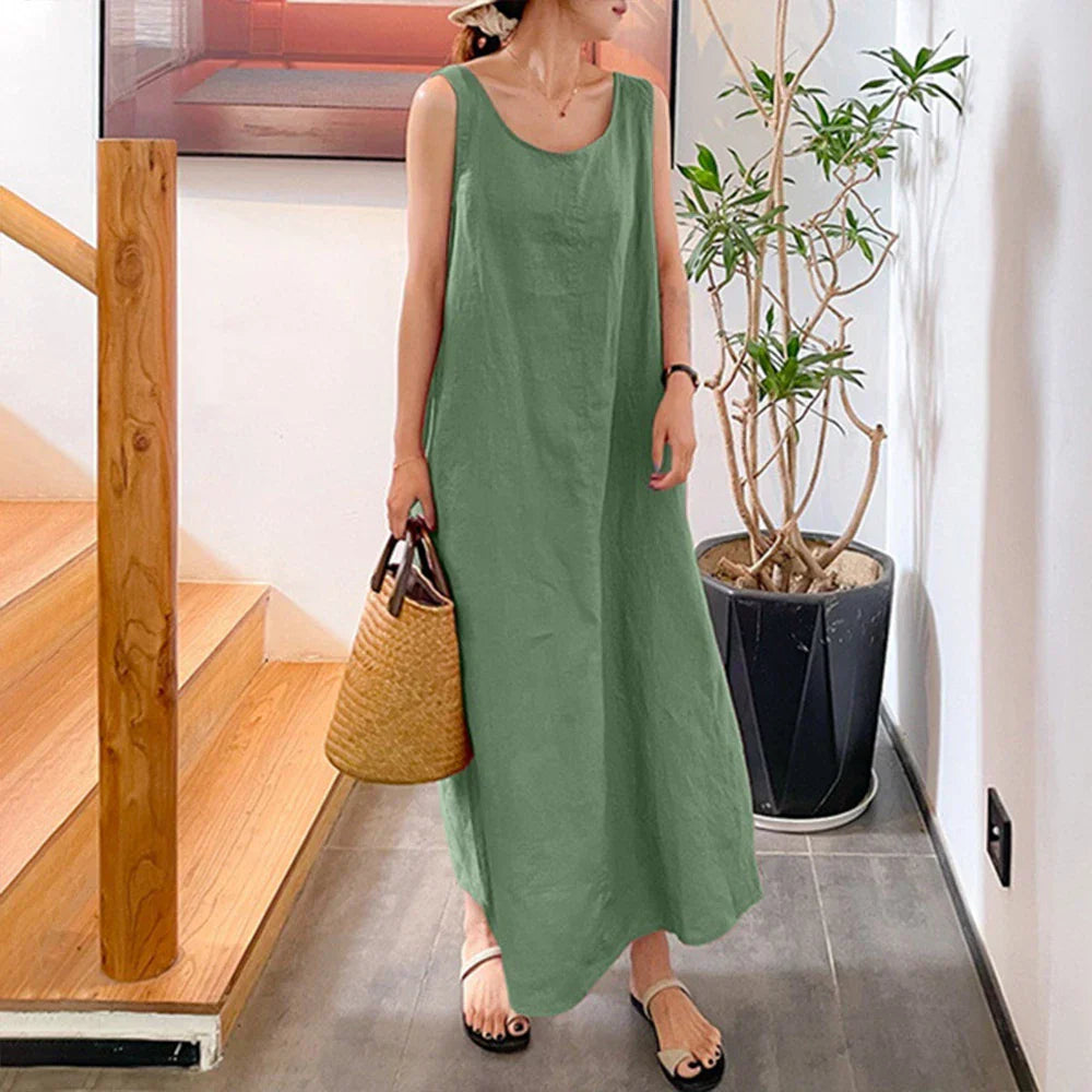 Cotton Linen Oversized Long Dress for Women 2023