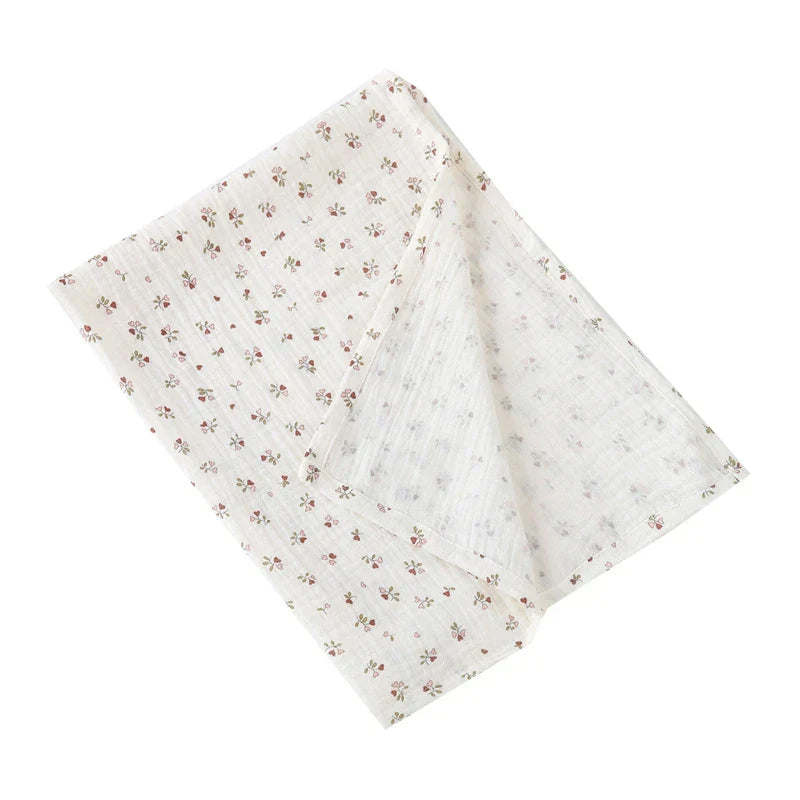 Cotton Swaddle Blanket Baby Blanket Floral Print Muslin