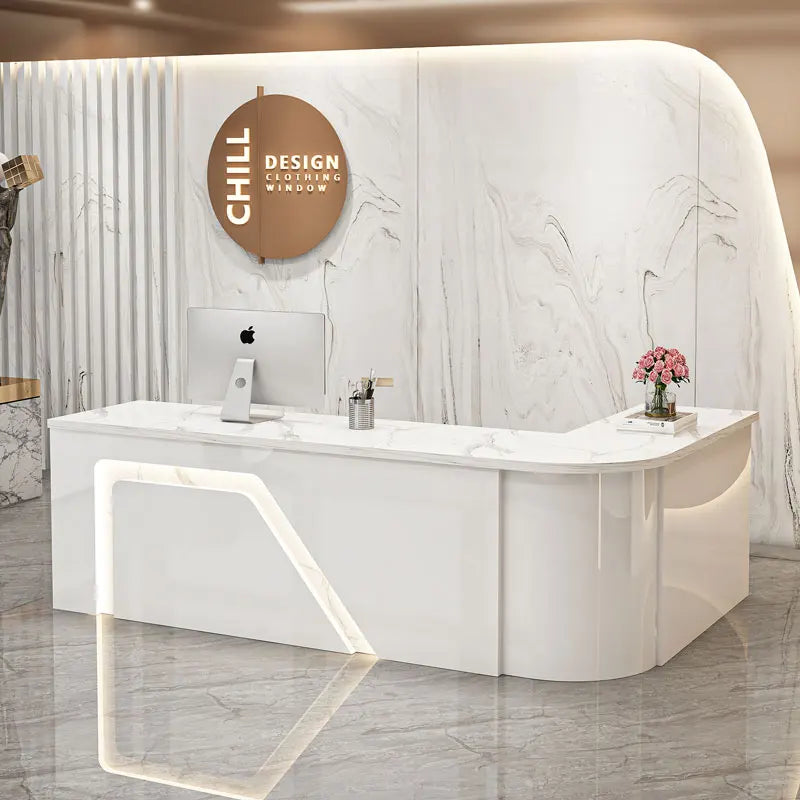 Counter Table Bar Reception Desk Tall Marble Office