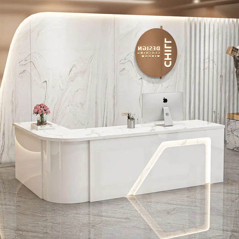 Counter Table Bar Reception Desk Tall Marble Office
