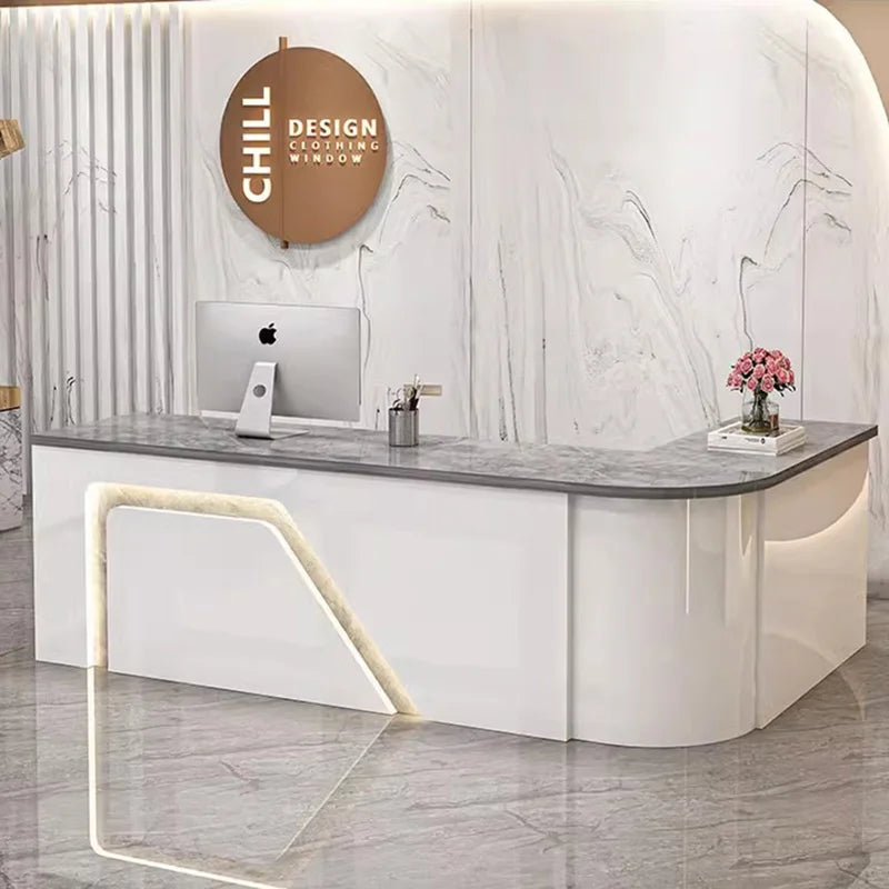 Counter Table Bar Reception Desk Tall Marble Office