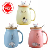 Creative color cat heat-resistant Mug cartoon with lid