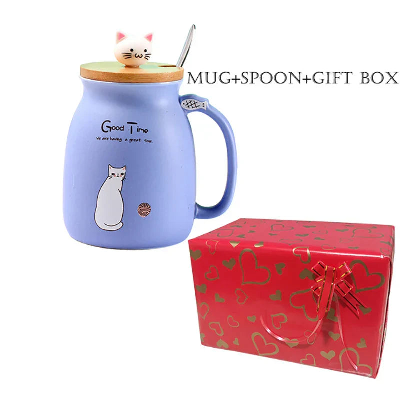 Creative color cat heat-resistant Mug cartoon with lid