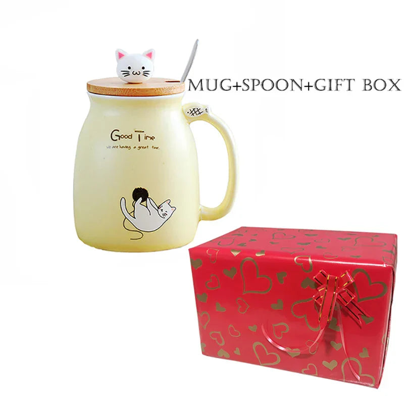 Creative color cat heat-resistant Mug cartoon with lid