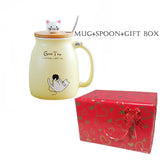 Creative color cat heat-resistant Mug cartoon with lid