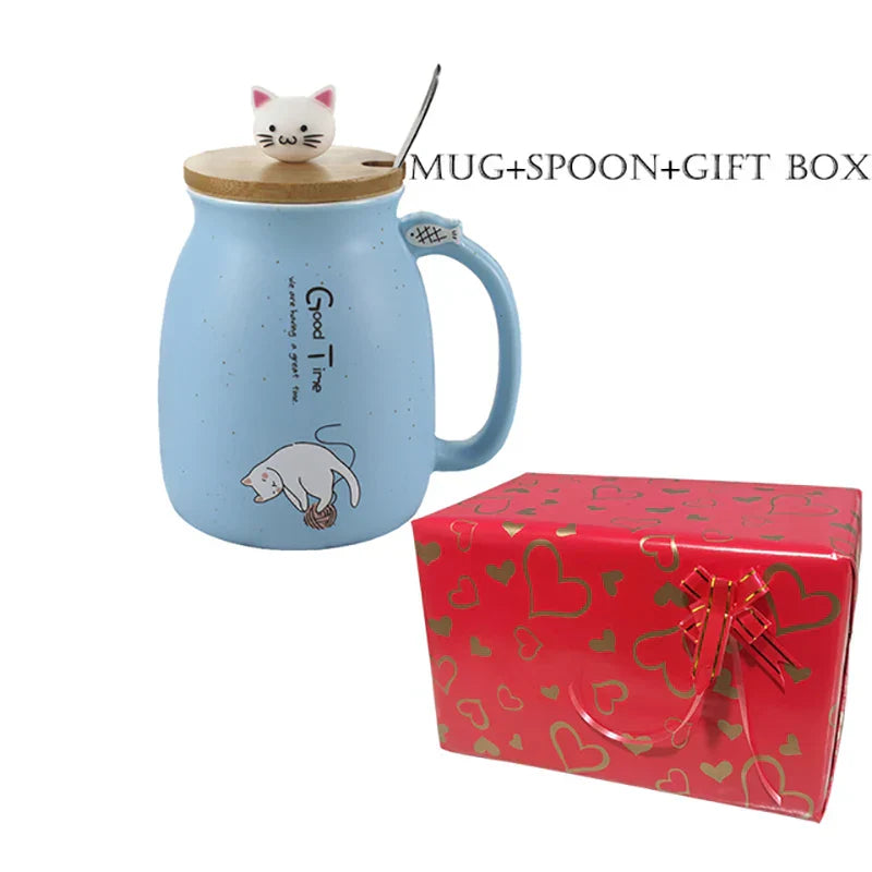 Creative color cat heat-resistant Mug cartoon with lid