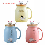 Creative color cat heat-resistant Mug cartoon with lid