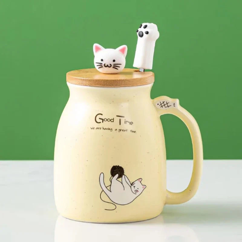 Creative color cat heat-resistant Mug cartoon with lid