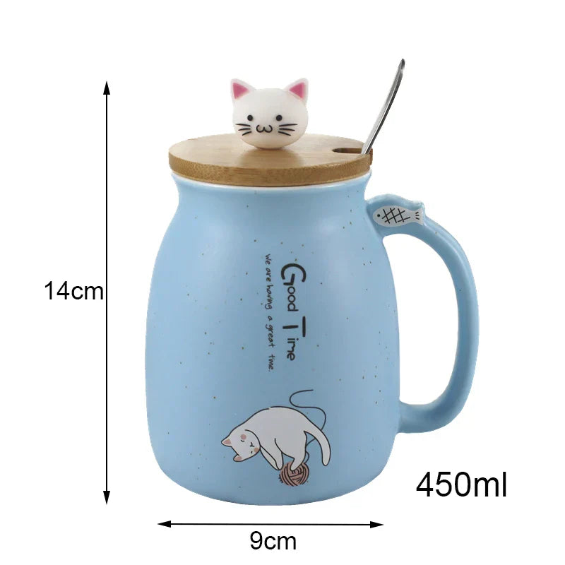 Creative color cat heat-resistant Mug cartoon with lid