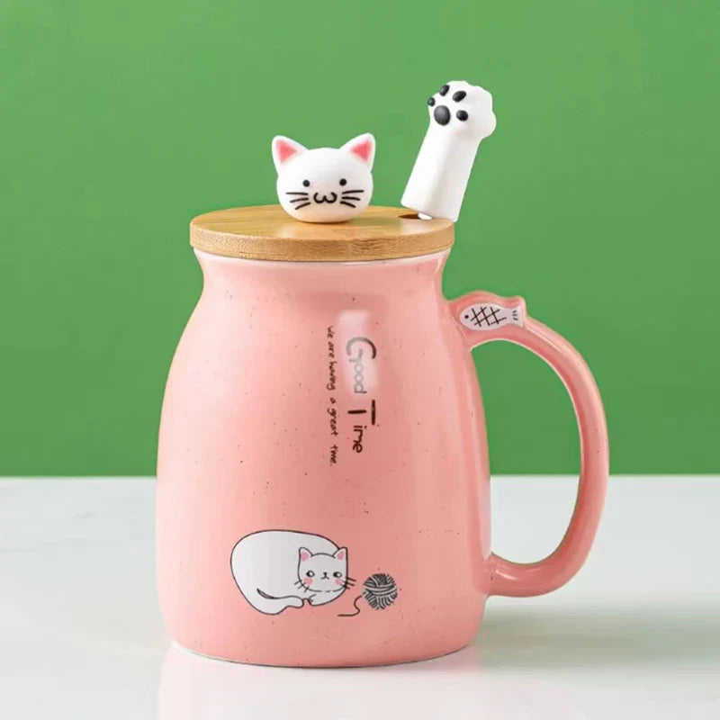 Creative color cat heat-resistant Mug cartoon with lid