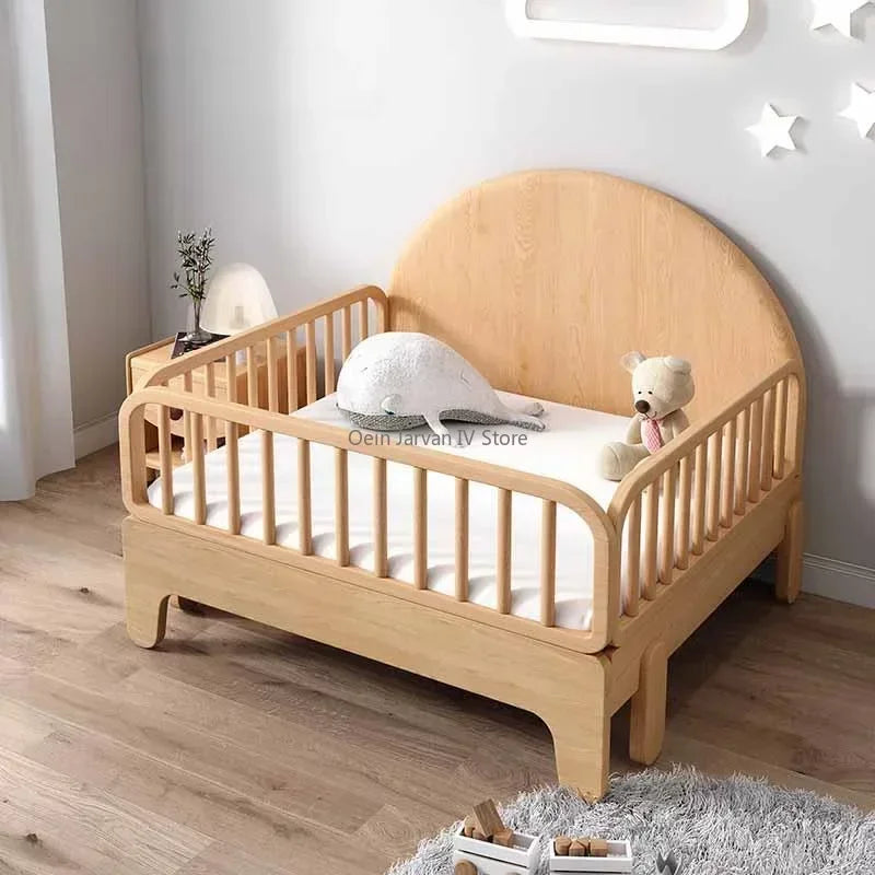 Crib Splicing Children Beds Guardrail Boy Solid Wood