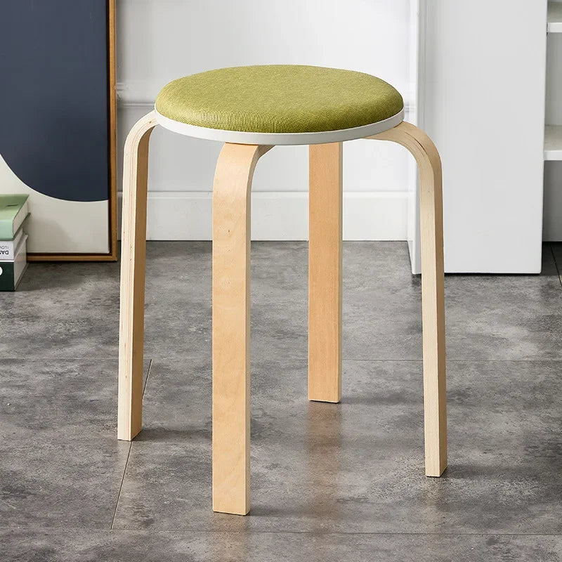 Curved Wooden Stoolhousehold High Round Stool Simple And