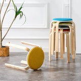 Curved Wooden Stoolhousehold High Round Stool Simple And