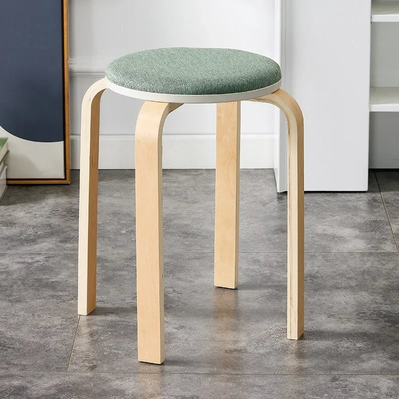 Curved Wooden Stoolhousehold High Round Stool Simple And