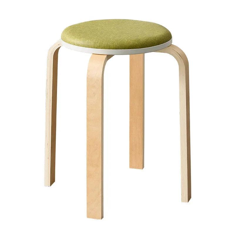 Curved Wooden Stoolhousehold High Round Stool Simple And