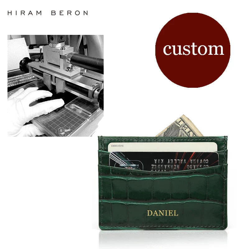 Custom Name Monogram Luxury Genuine Leather Men Wallet Card Holder Crocodile Pattern Gift for Girlfriend Boyfriend Friend Her