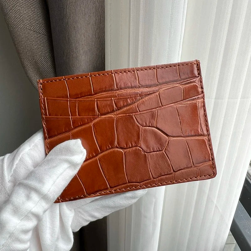 Custom Name Monogram Luxury Genuine Leather Men Wallet Card Holder Crocodile Pattern Gift for Girlfriend Boyfriend Friend Her