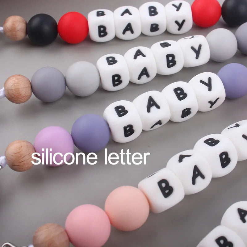 Custom Personalized Name Pacifier Chain English Letters Silicone