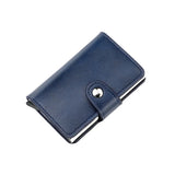 Customized Name Logo Smart Wallet Men Woman RFID Blocking ID Credit Card Holder Leather Wallet Metal Double Box CardHolder Purse