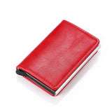 Customized Name Logo Smart Wallet Men Woman RFID Blocking ID Credit Card Holder Leather Wallet Metal Double Box CardHolder Purse