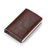 Customized Name Logo Smart Wallet Men Woman RFID Blocking ID Credit Card Holder Leather Wallet Metal Double Box CardHolder Purse