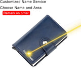 Customized Name Logo Smart Wallet Men Woman RFID Blocking ID Credit Card Holder Leather Wallet Metal Double Box CardHolder Purse