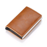 Customized Name Logo Smart Wallet Men Woman RFID Blocking ID Credit Card Holder Leather Wallet Metal Double Box CardHolder Purse